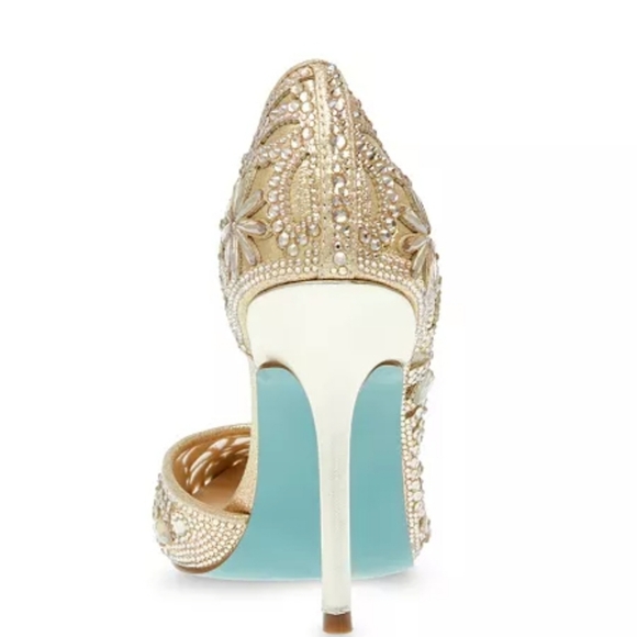 Betsy Johnson Chic Light Gold Rhinestone Evening Pumps Size 10 - Picture 3 of 7